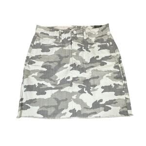 Tractr Skirt Womens 4 Grey White Camo Lisa Slim Fit Mid Rise Mini Denim Preppy